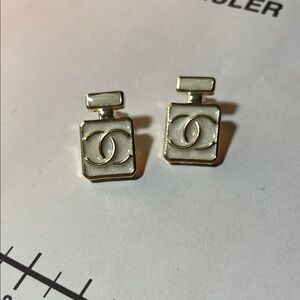 Gold Bottle 5 Perfume Chanel Bottle Stud Earrings -